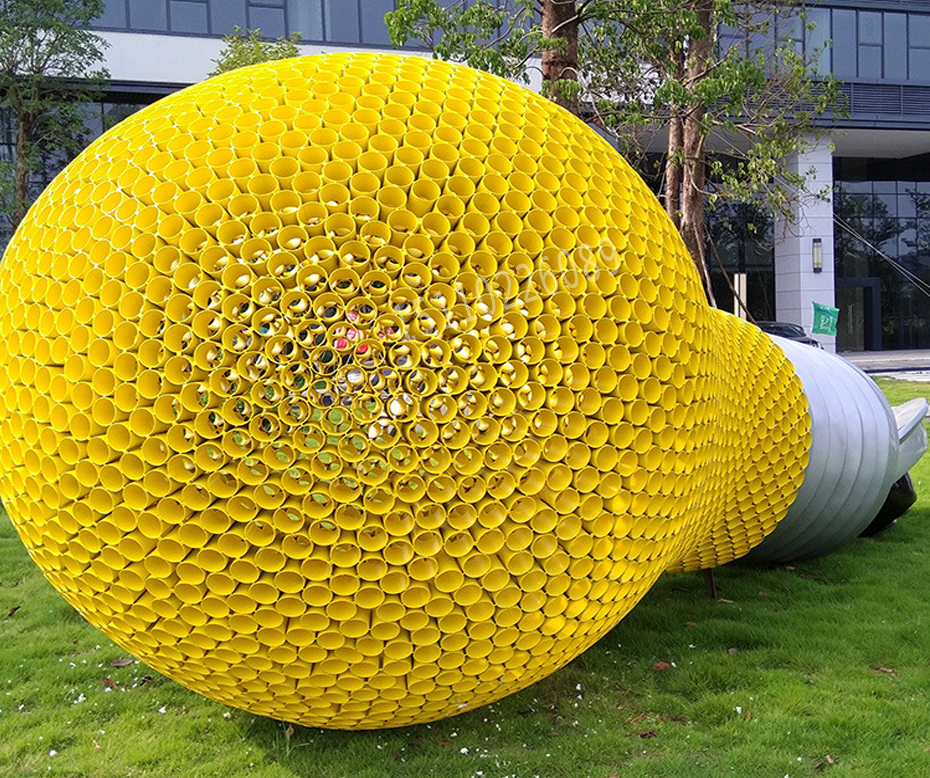 燈泡造型鏤空不銹鋼雕塑